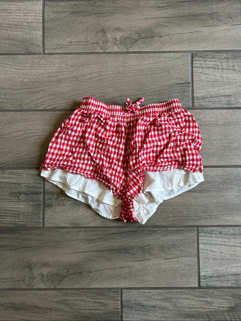 Red Gingham Women’s Shorts with White Lining
